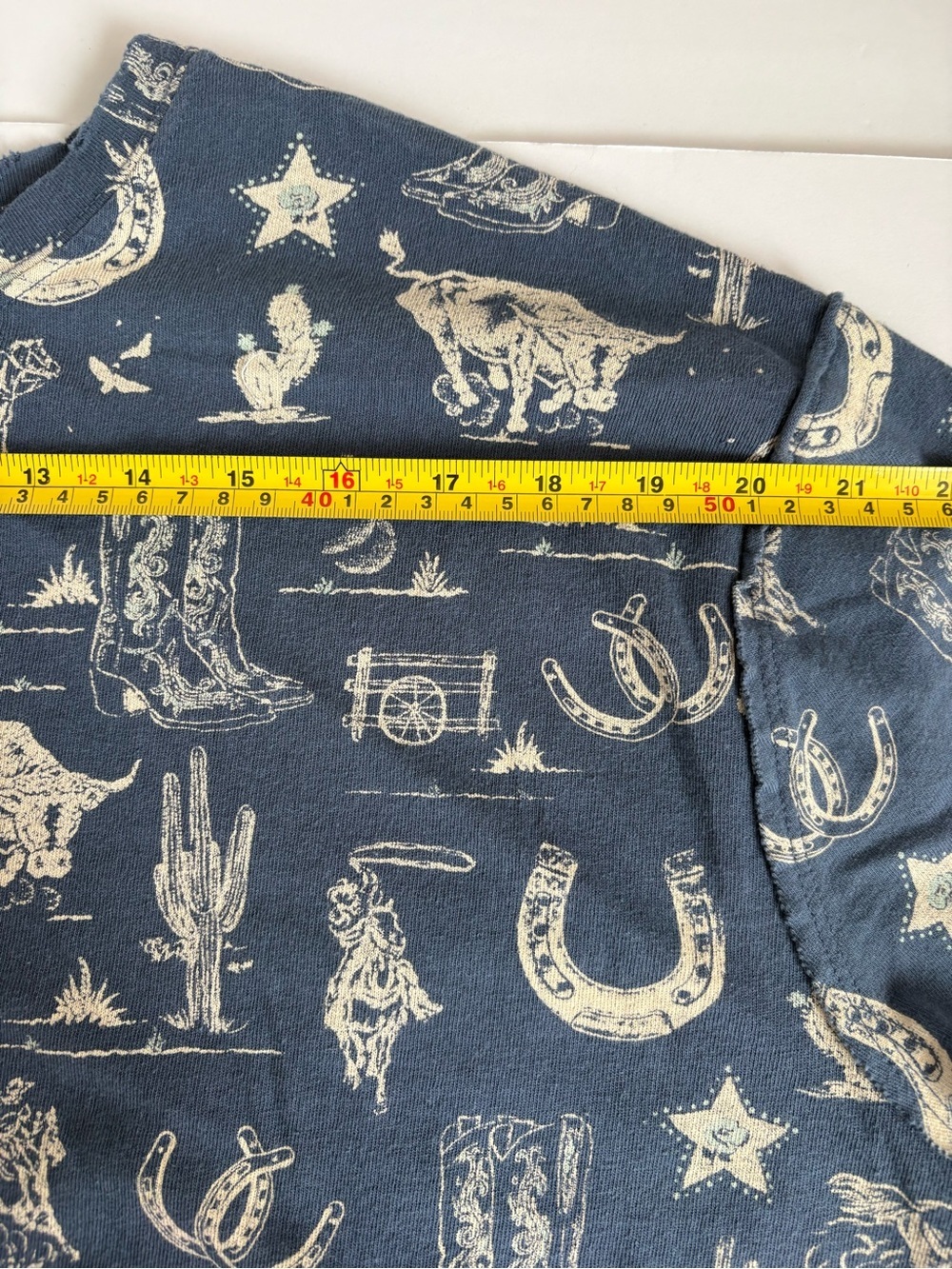Free People blue painted graphic tshirt western theme drop shoulder horseshoe - Picture 14 of 16